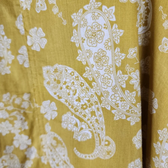 Vintage Sears Cherokee Paisley Cotton A Line Skirt Midi Goldenrod Yellow Size 12 - Picture 12 of 14
